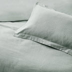 Yard Waffle Textured 100% Cotton Duvet Cover Set in blue