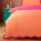 Furn Wiggle Scallop Duvet Cover Set Coral/Pink